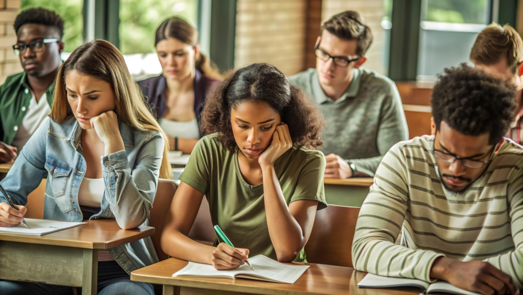 fenótipos pardos, estudantes fazendo prova