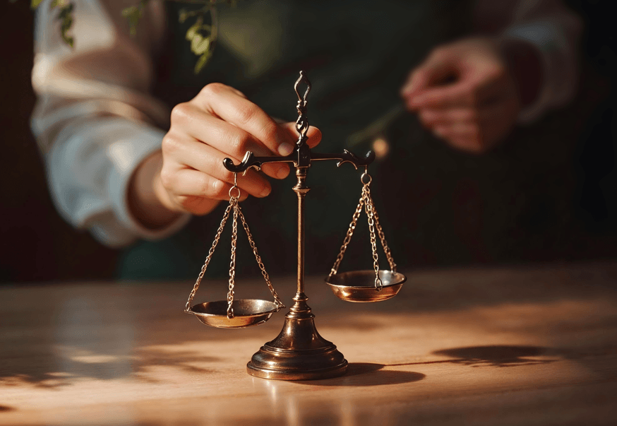 Balança da justiça, fazendo referência a um PAD injusto.