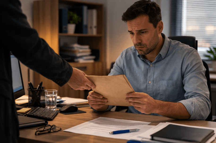 Recebi uma notificação de PAD: homem recebendo uma notificação de PAD.