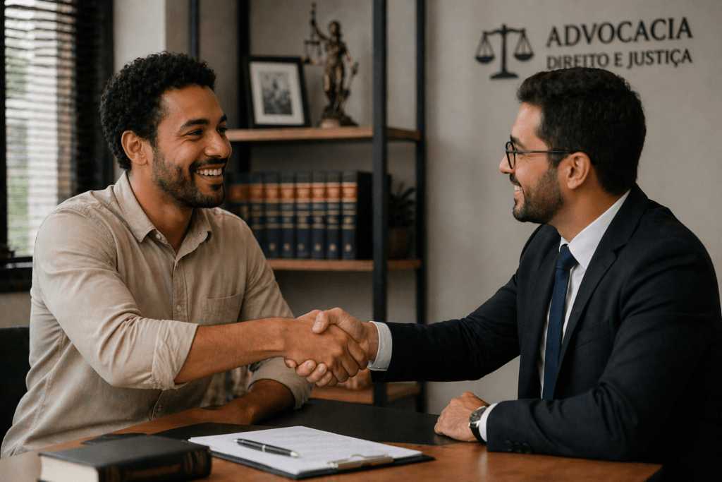 Como saber se sou pardo concurso: homem pardo cumprimentando um advogado.